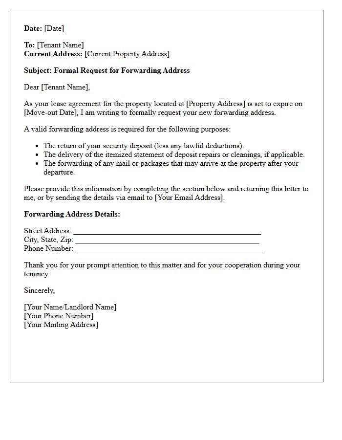 Formal Request for Tenant Forwarding Address