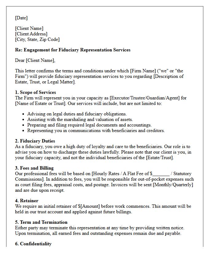 Fiduciary Representation Engagement Letter