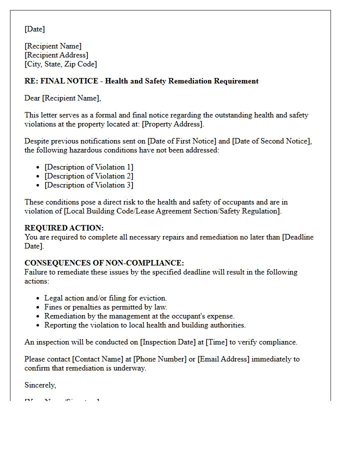 Final Notice of Health and Safety Remediation Letter