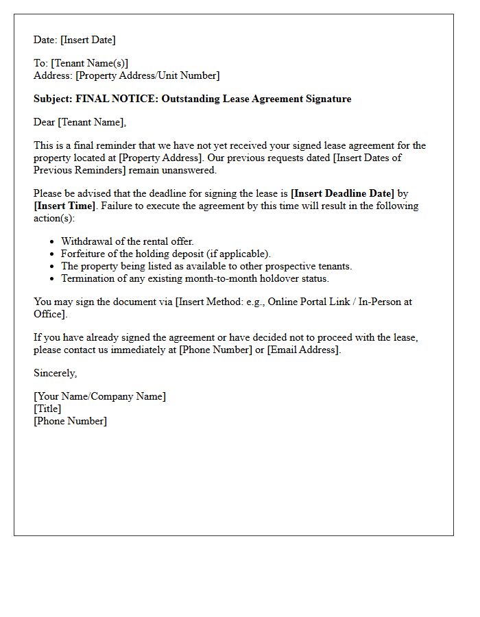 Final Notice Lease Agreement Signing Reminder Letter