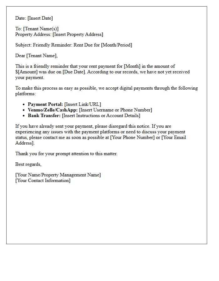 Digital Payment Friendly Rent Reminder Letter