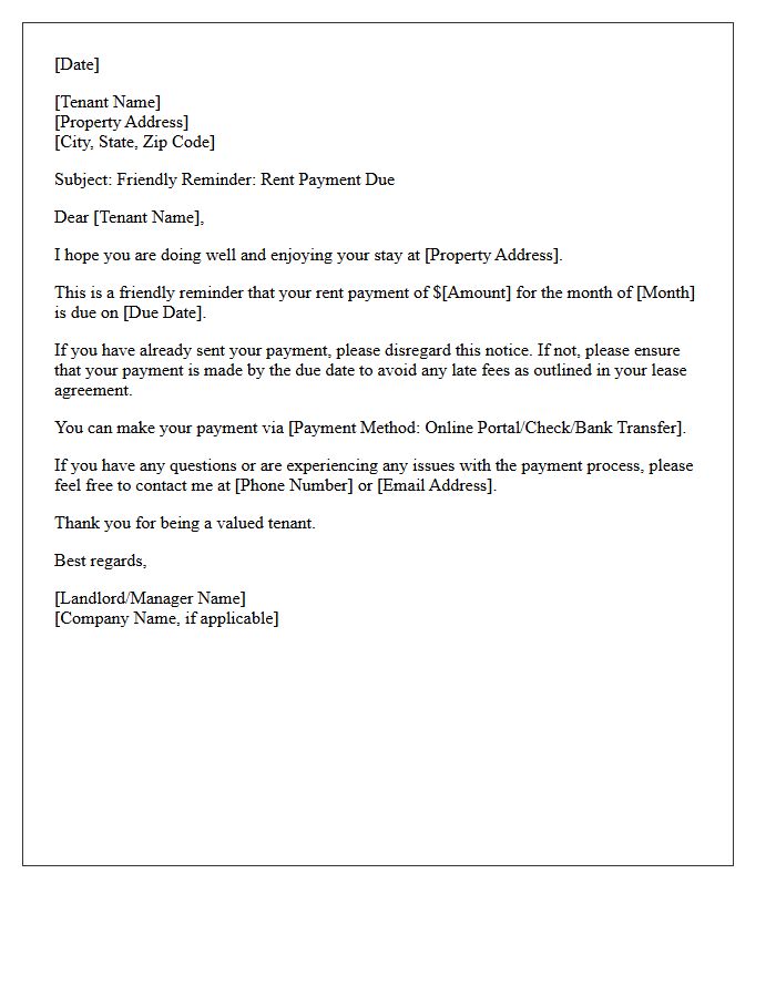 Mid-Lease Friendly Rent Reminder Letter