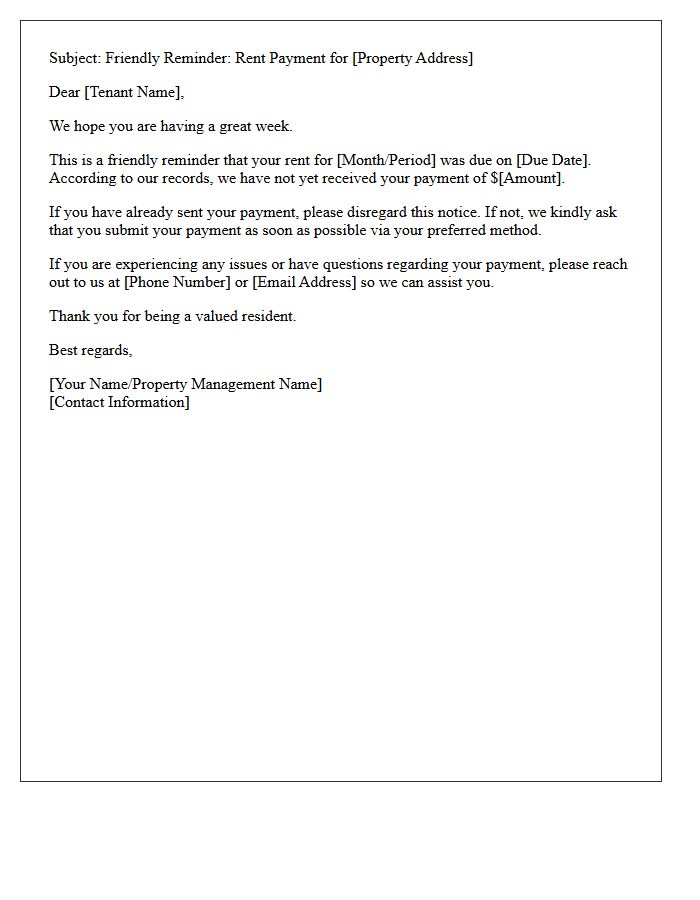 Residential Friendly Rent Reminder Letter