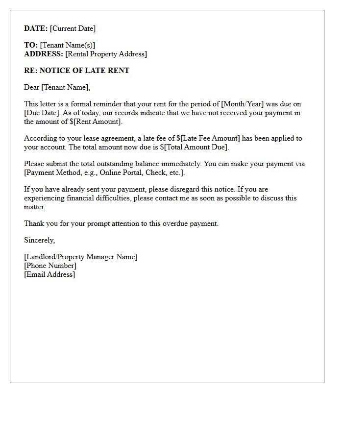 Residential Late Rent Warning Letter