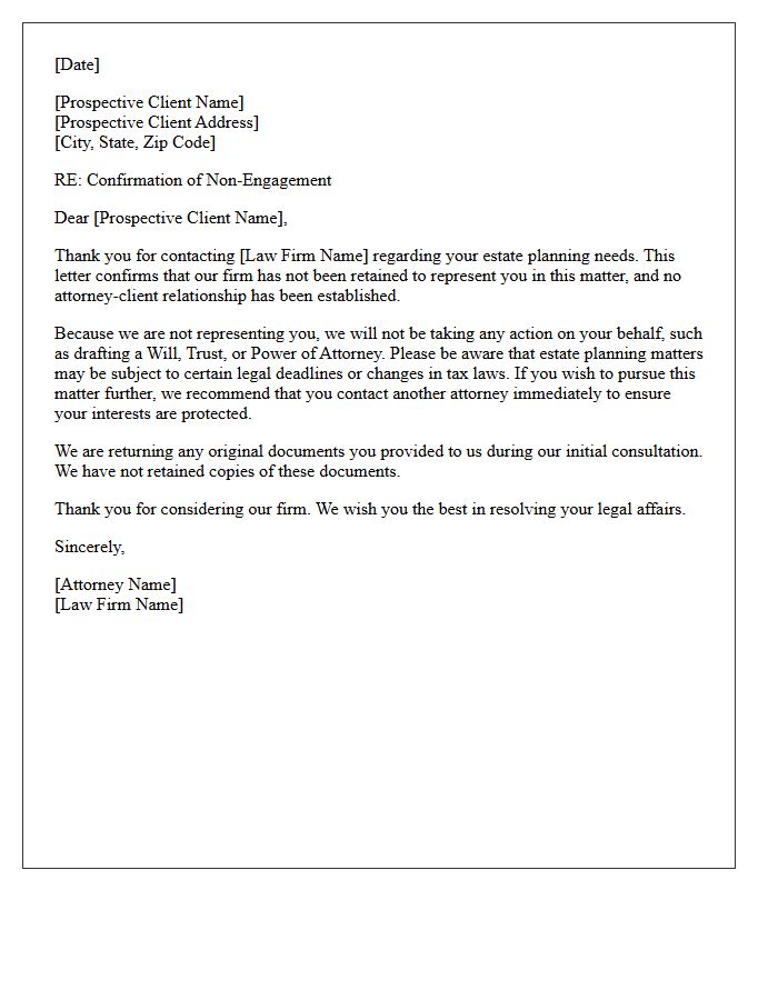 Estate Planning Non-Engagement Letter