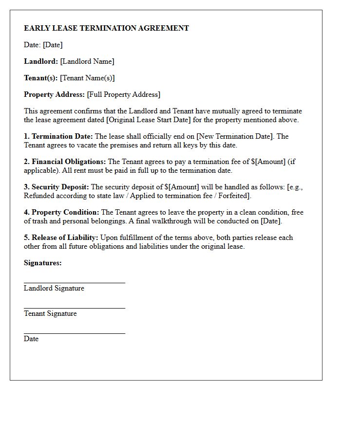 Landlord Approved Early Lease Termination Agreement Letter