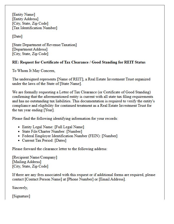 Real Estate Investment Trust State Clearance Letter