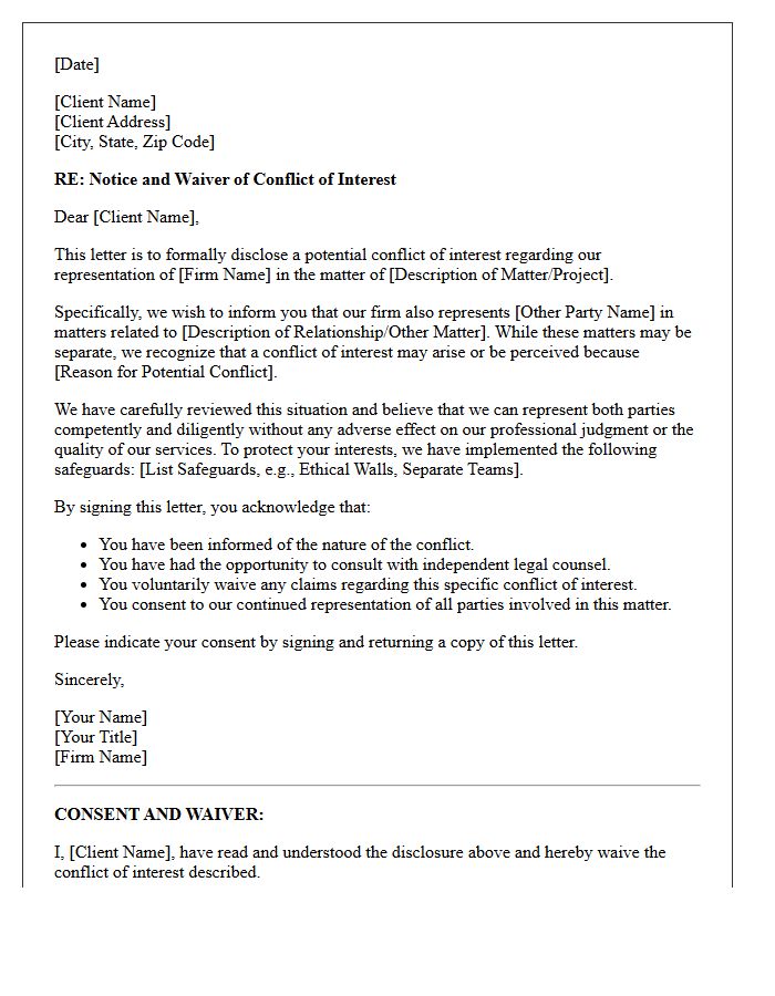 Conflict of Interest Waiver Letter