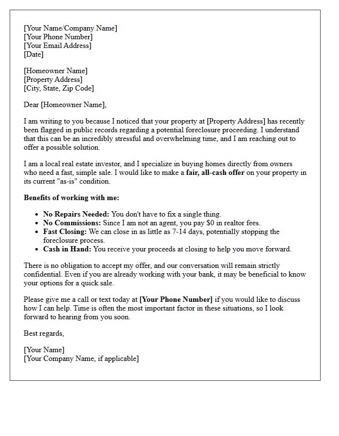 Cash Offer Pre-Foreclosure Introduction Letter
