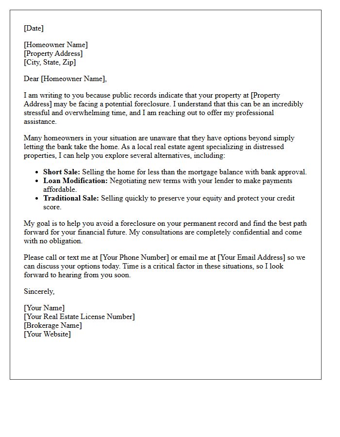 Real Estate Agent Pre-Foreclosure Letter
