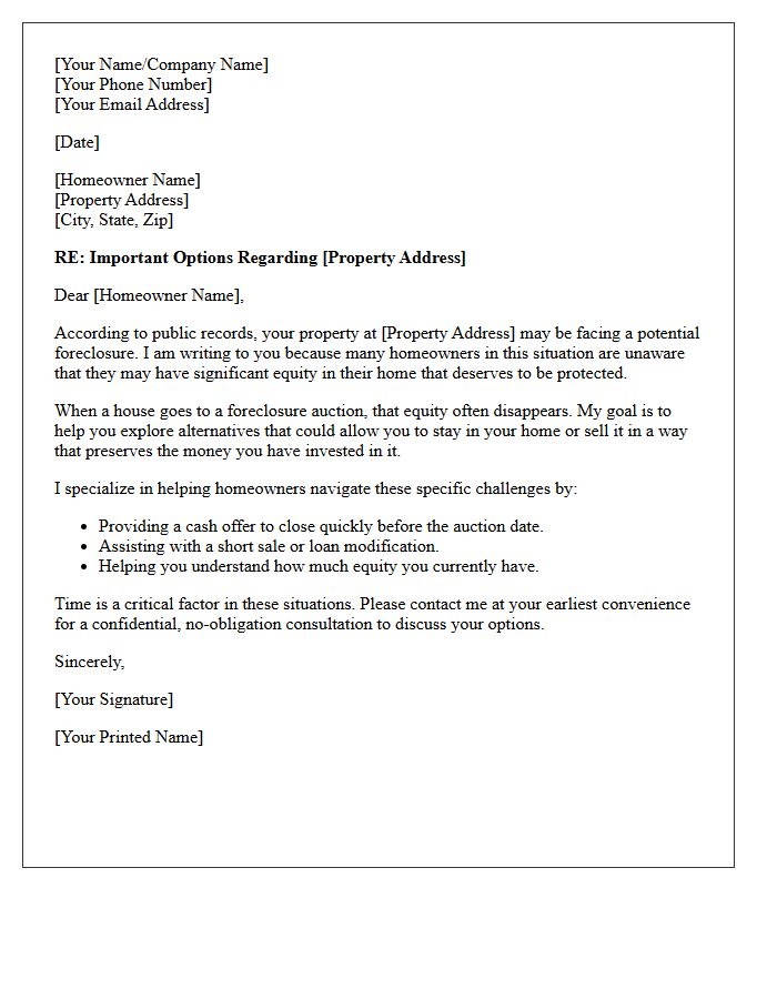 Equity Protection Pre-Foreclosure Letter