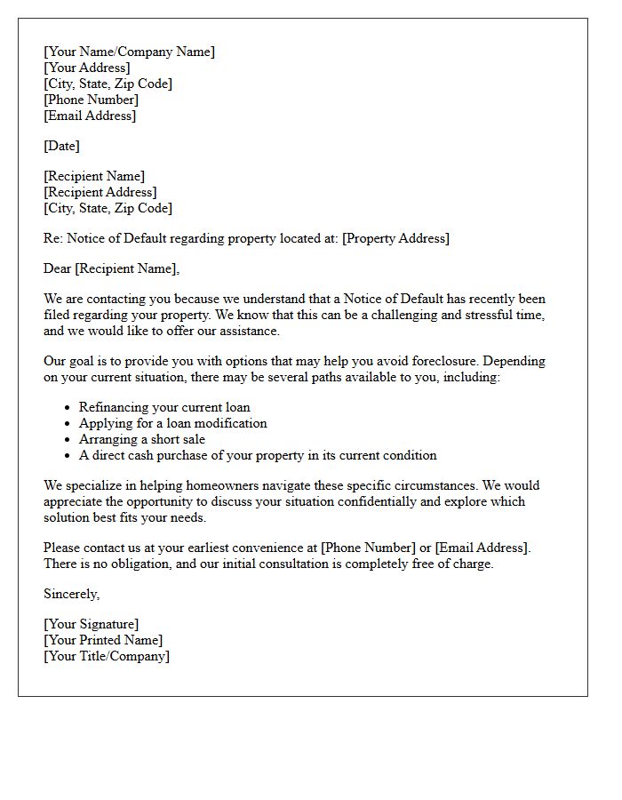 Notice of Default Outreach Letter