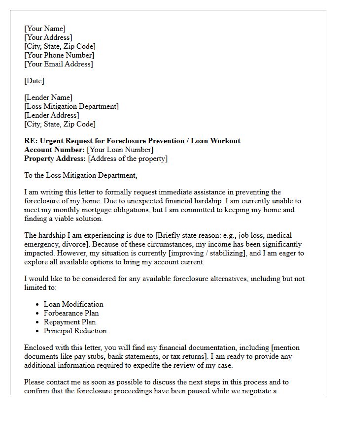 Urgent Foreclosure Prevention Letter