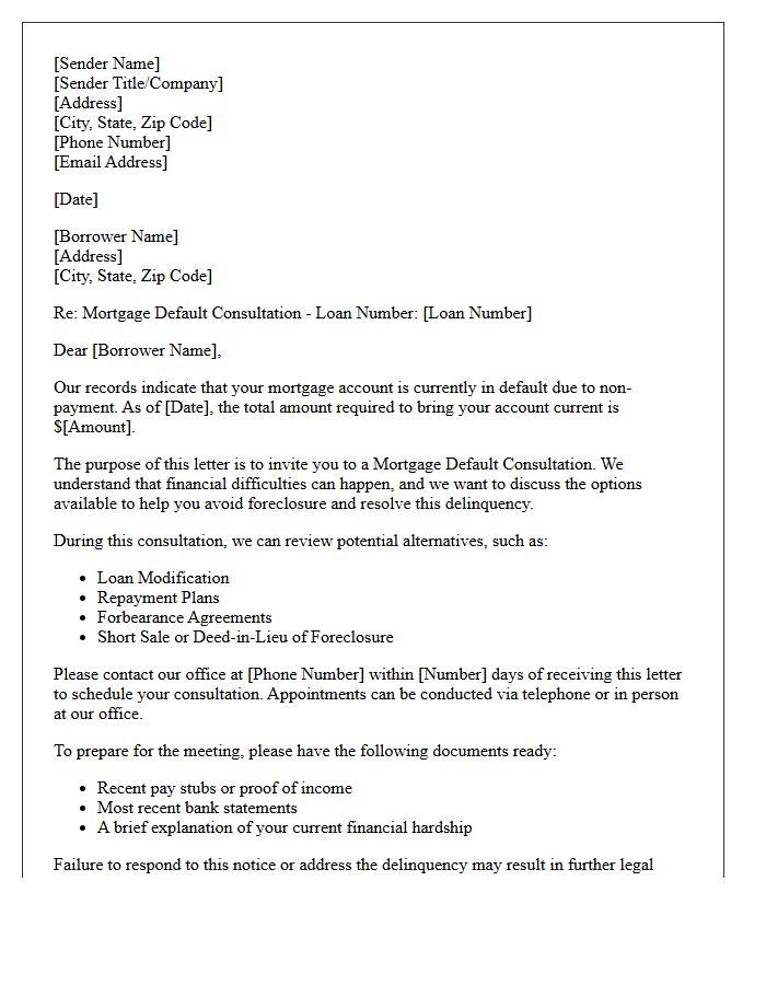 Mortgage Default Consultation Letter