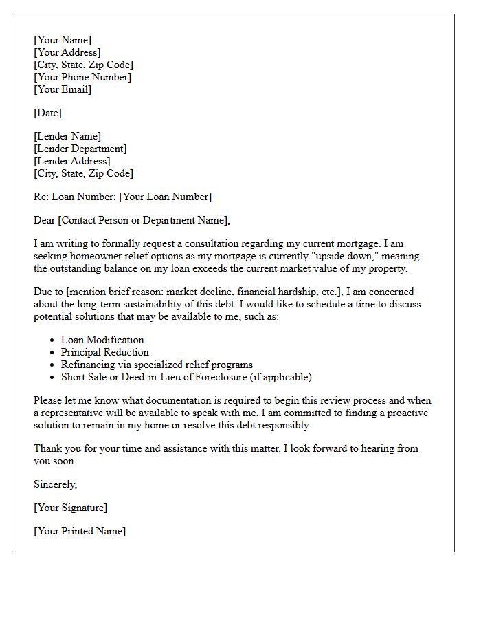 Homeowner Relief Upside Down Mortgage Consultation Letter