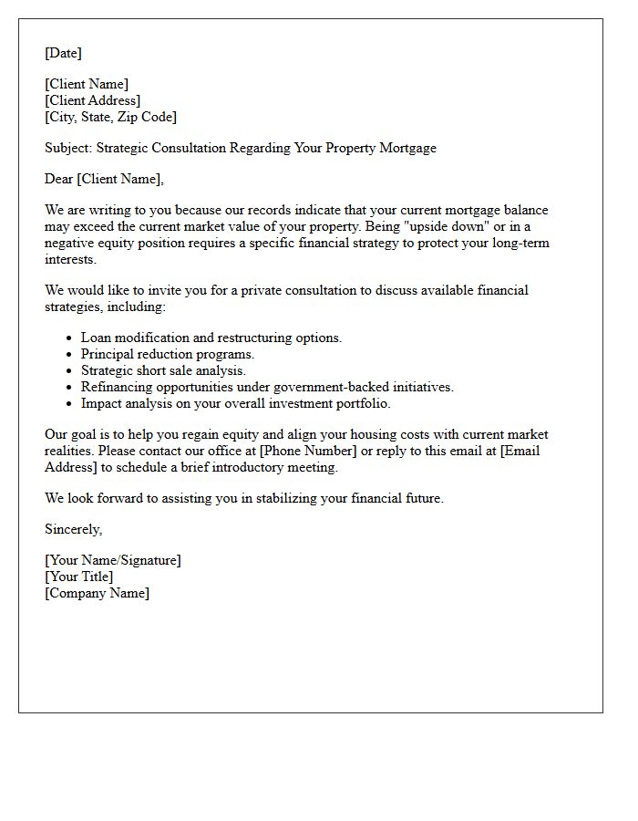 Financial Strategy Upside Down Mortgage Consultation Letter