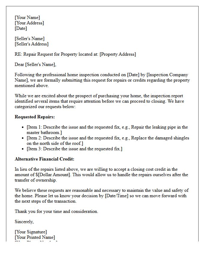 Real Estate Repair Negotiation Letter