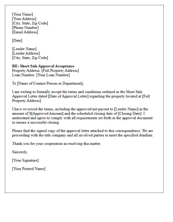 Short Sale Approval Acceptance Letter