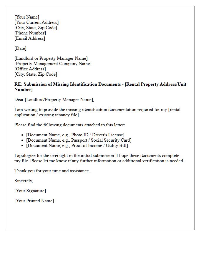 Tenant Identification Missing Document Submission Letter