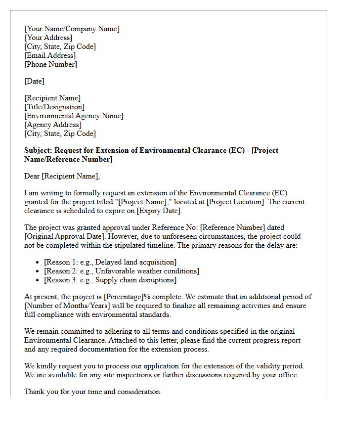 Environmental Clearance Approval Expiration Extension Request Letter