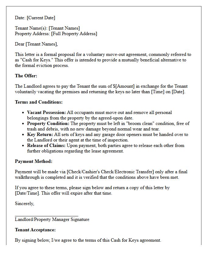 Eviction Alternative Cash for Keys Letter