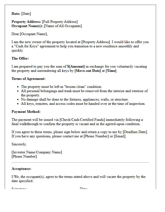 Investor to Occupant Cash for Keys Letter