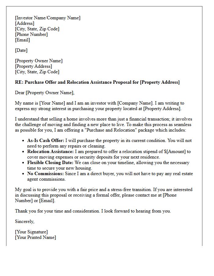Investor Purchase Relocation Proposal Letter