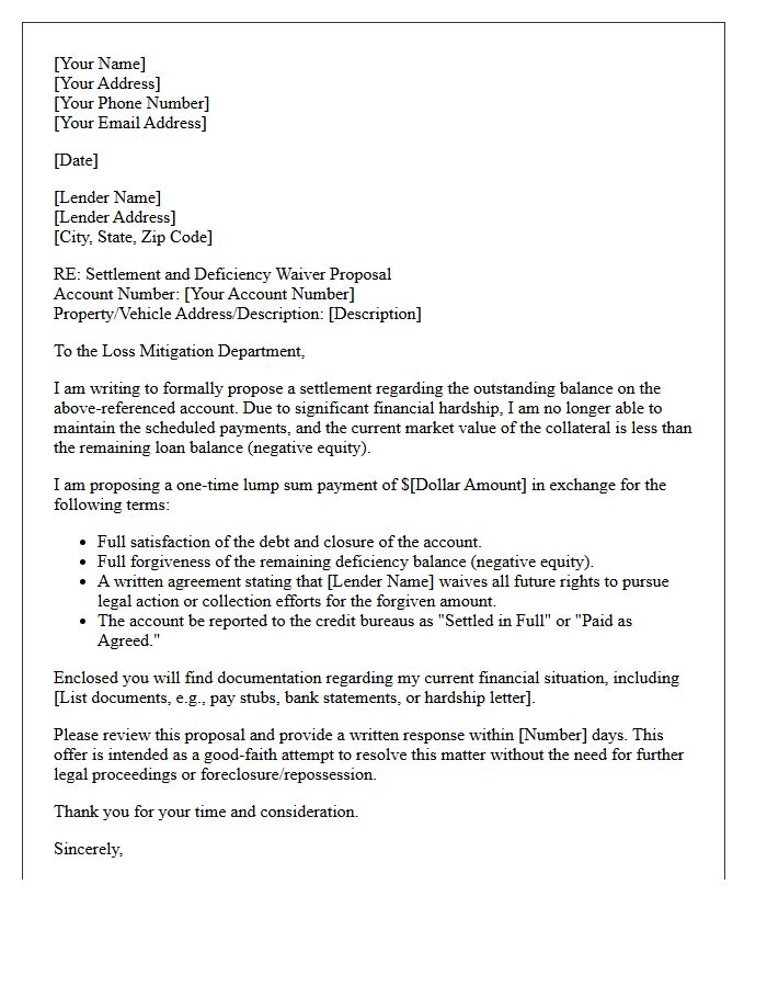 Negative Equity Settlement and Forgiveness Letter