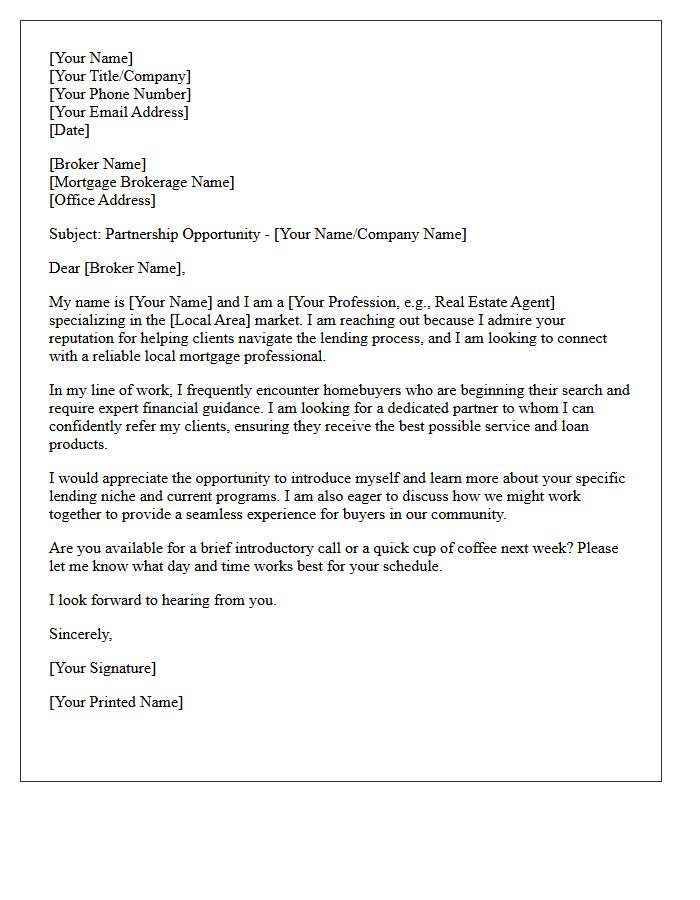 Introductory Letter To Local Mortgage Brokers