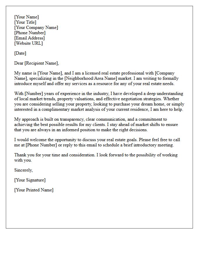 Real Estate Professional Introduction Letter