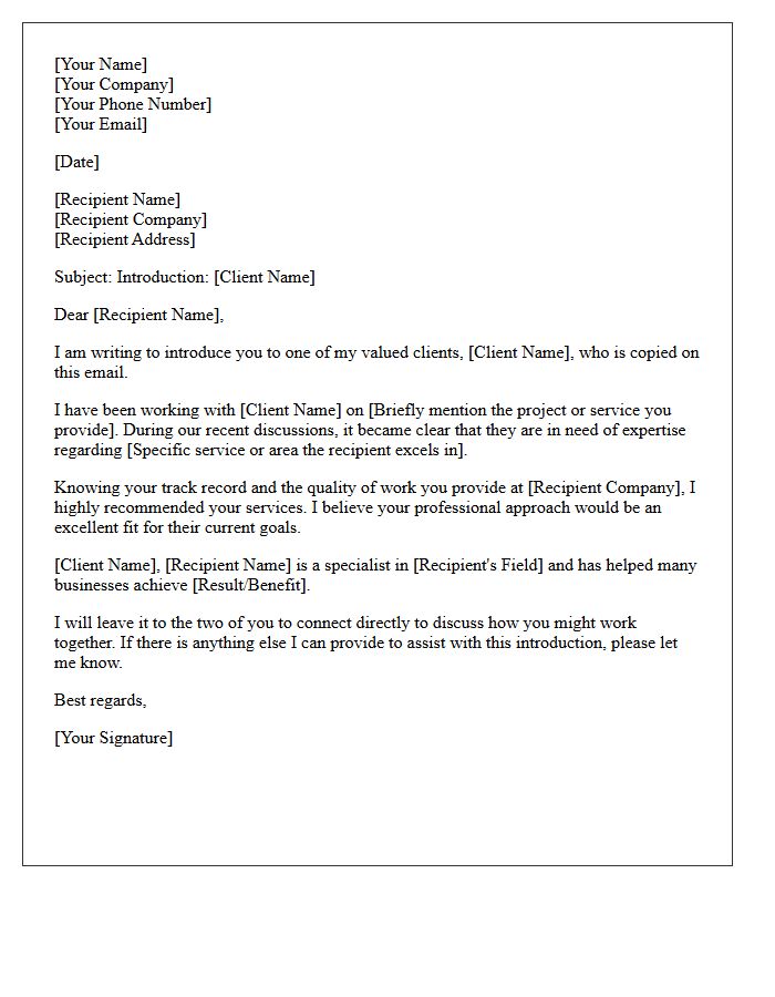 Mutual Client Referral Introduction Letter