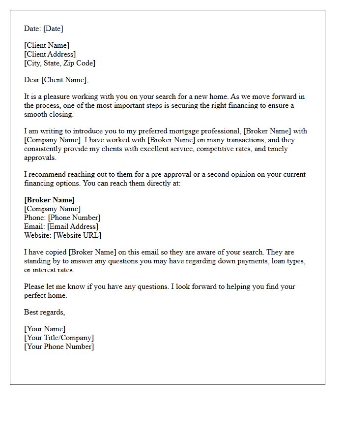 Preferred Mortgage Broker Introduction Letter