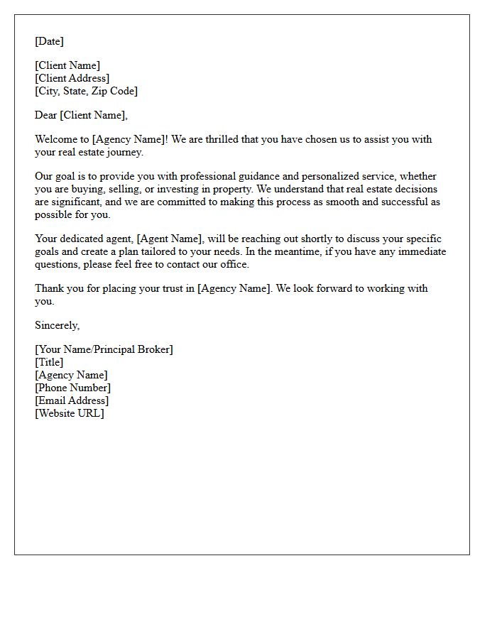 Real Estate Agency Welcome Introduction Letter