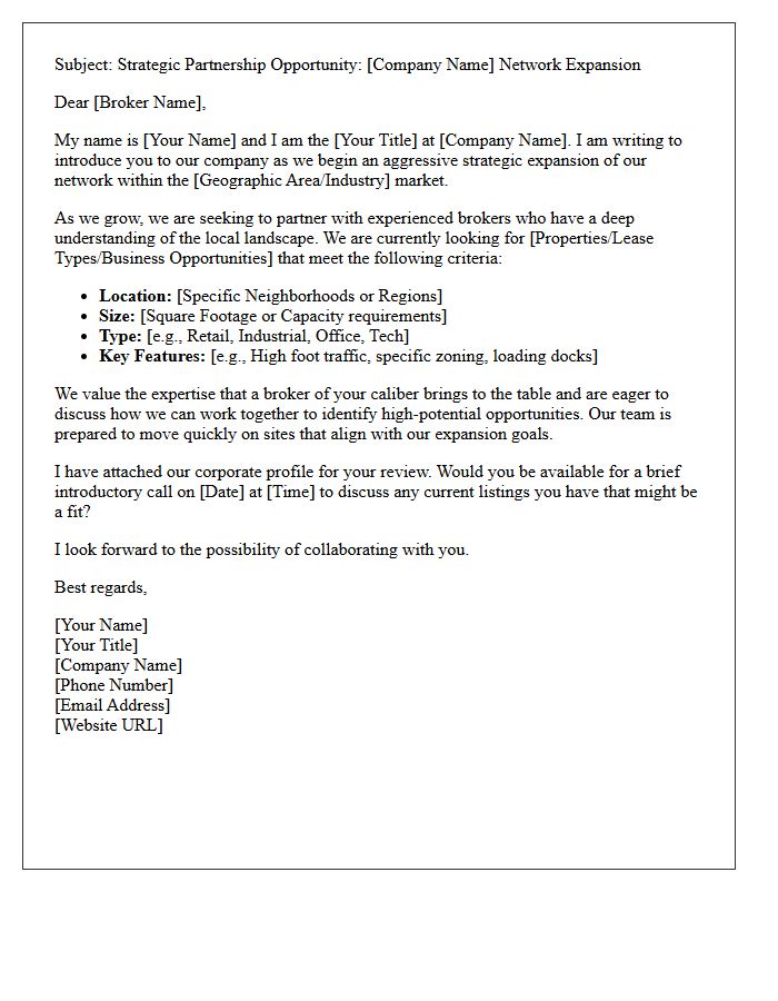 Network Expansion Introduction Letter To Brokers