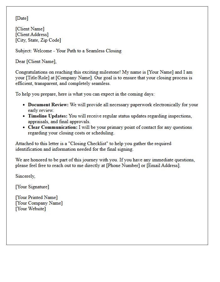 Seamless Closing Process Introduction Letter