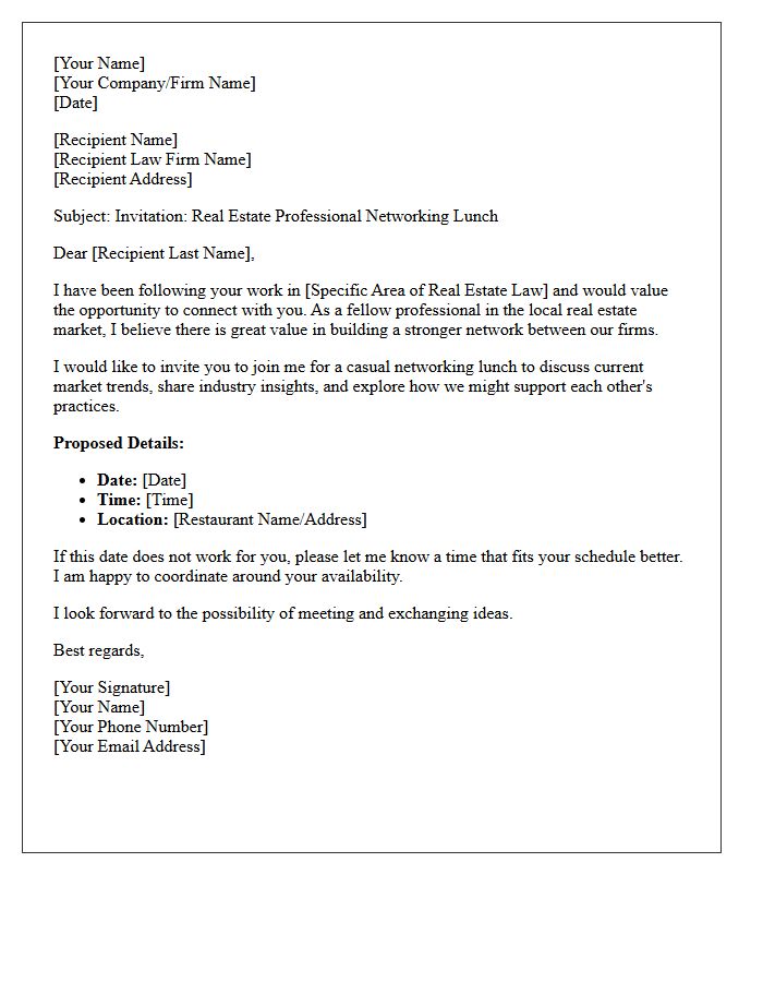 Networking Lunch Invitation Letter For Real Estate Attorneys