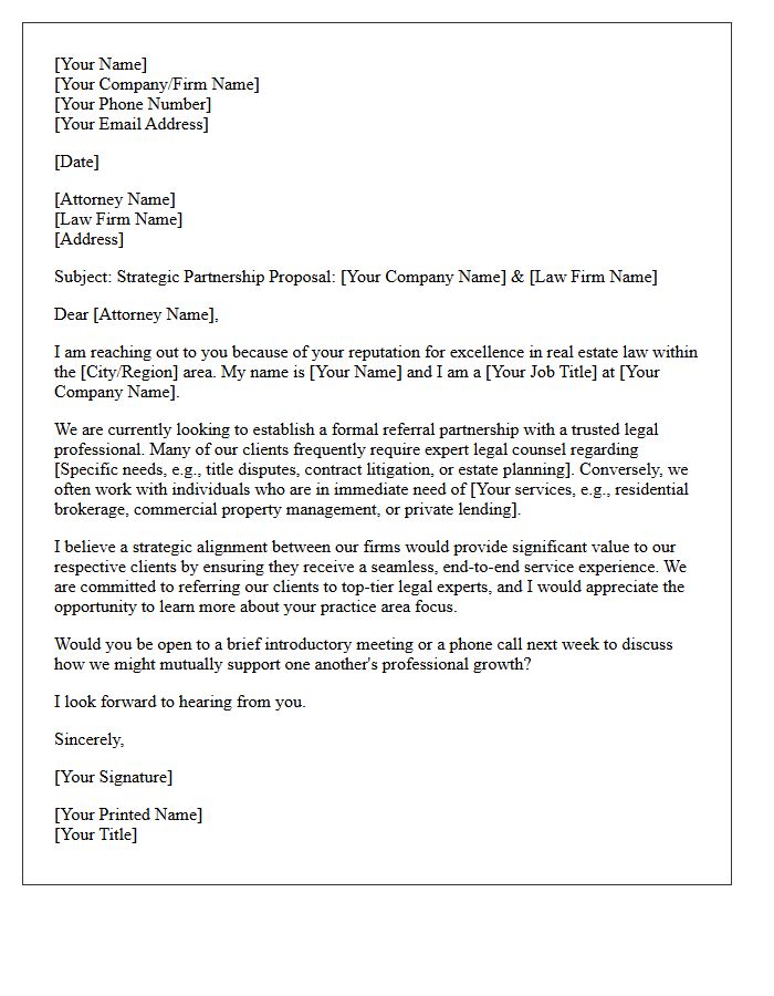 Strategic Partnership Invitation Letter For Real Estate Attorneys