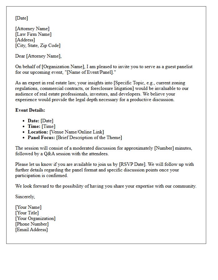 Real Estate Industry Panel Invitation Letter For Attorneys