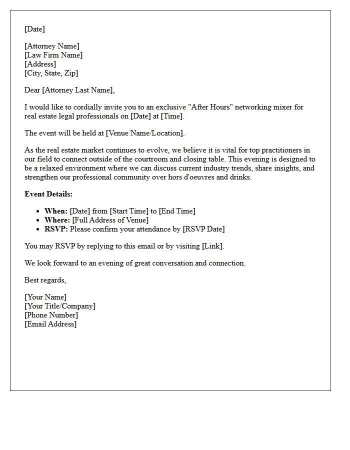 After Hours Networking Event Letter For Real Estate Attorneys