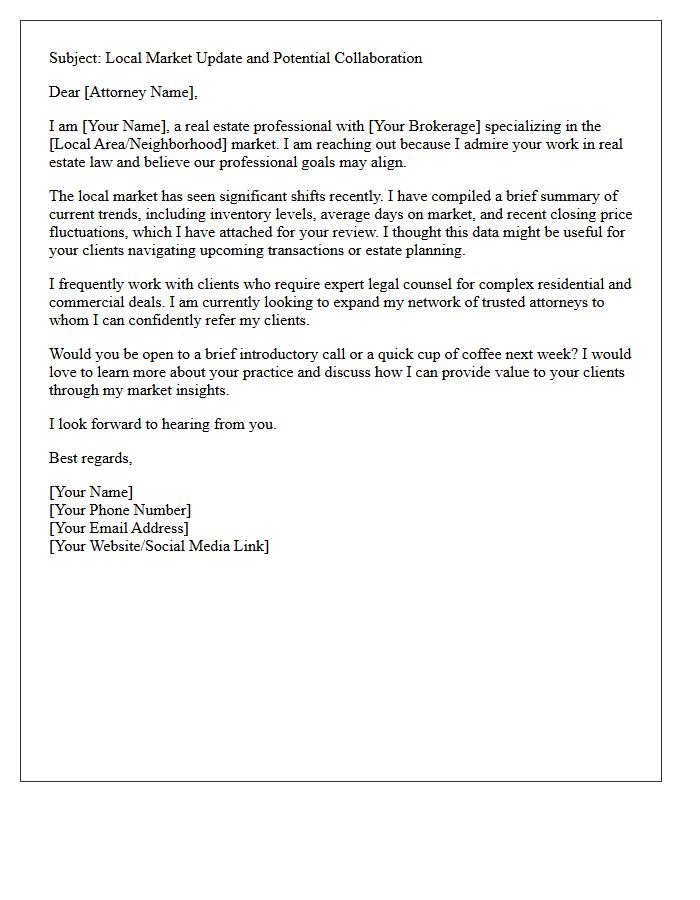 Local Market Update Networking Letter For Real Estate Attorneys