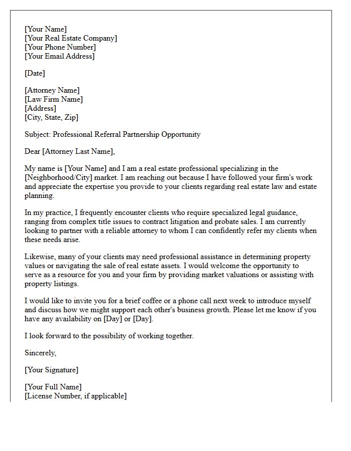 Referral Network Invitation Letter For Real Estate Attorneys