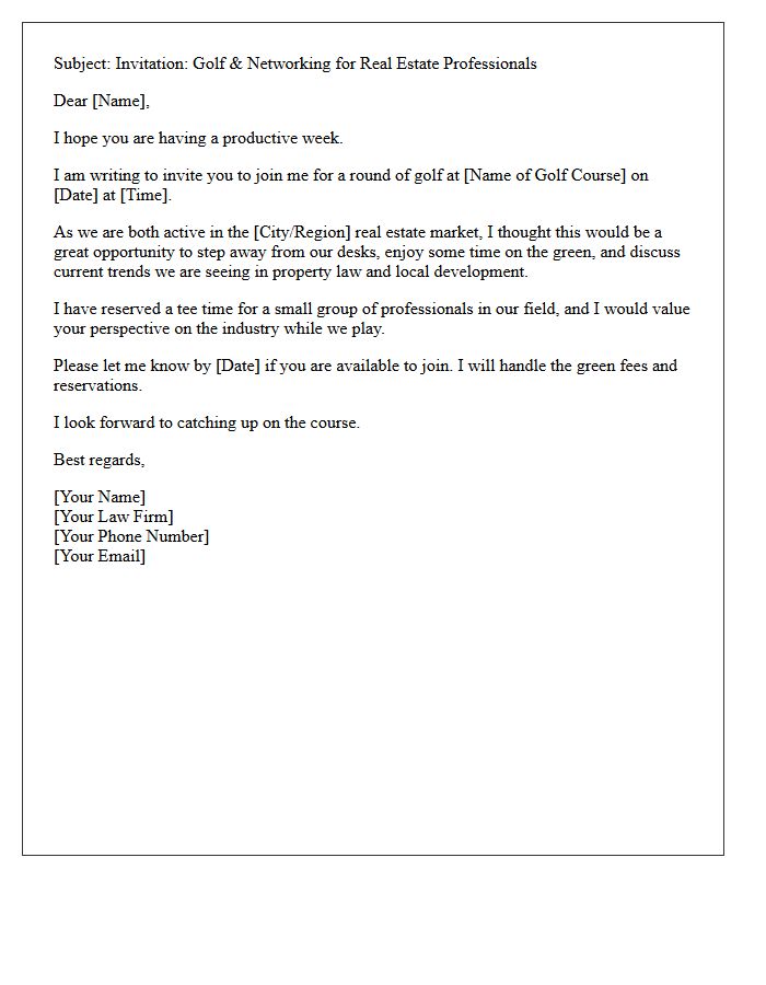 Golf Outing Networking Letter For Real Estate Attorneys