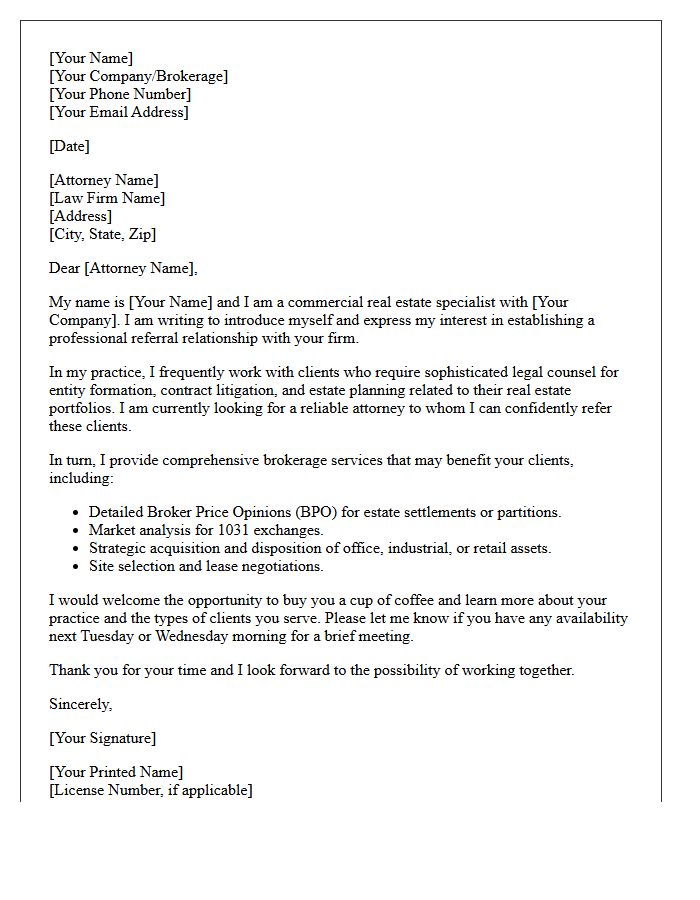 Commercial Real Estate Collaboration Letter For Attorneys