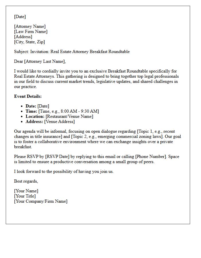 Breakfast Roundtable Invitation Letter For Real Estate Attorneys
