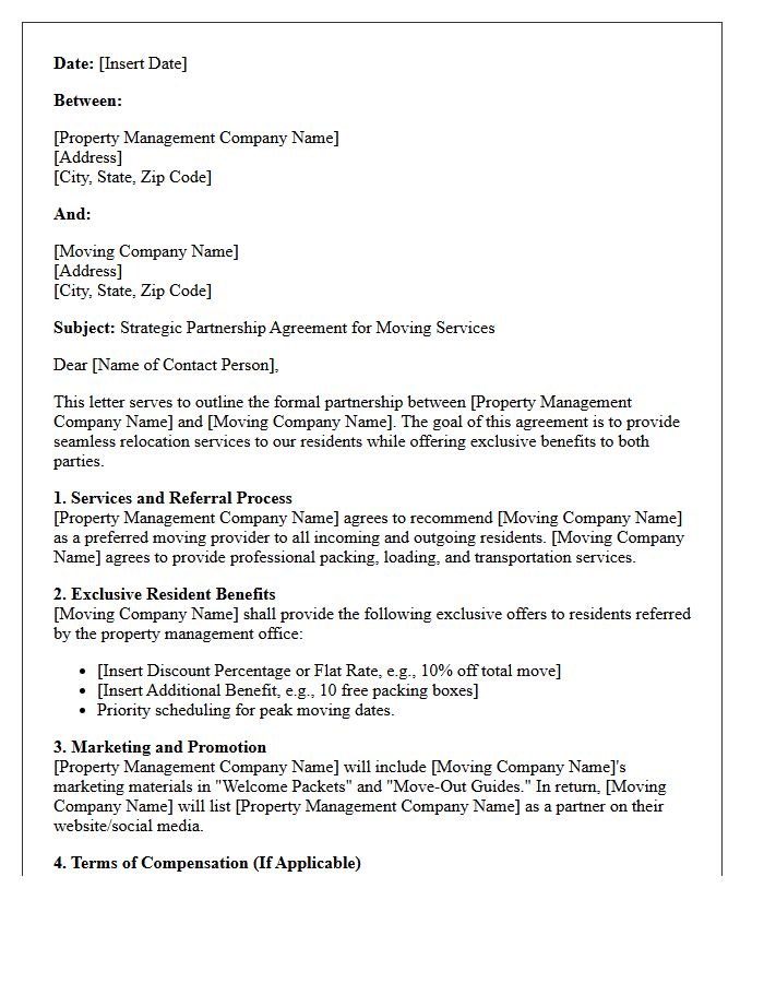 Property Management Moving Partnership Agreement Letter