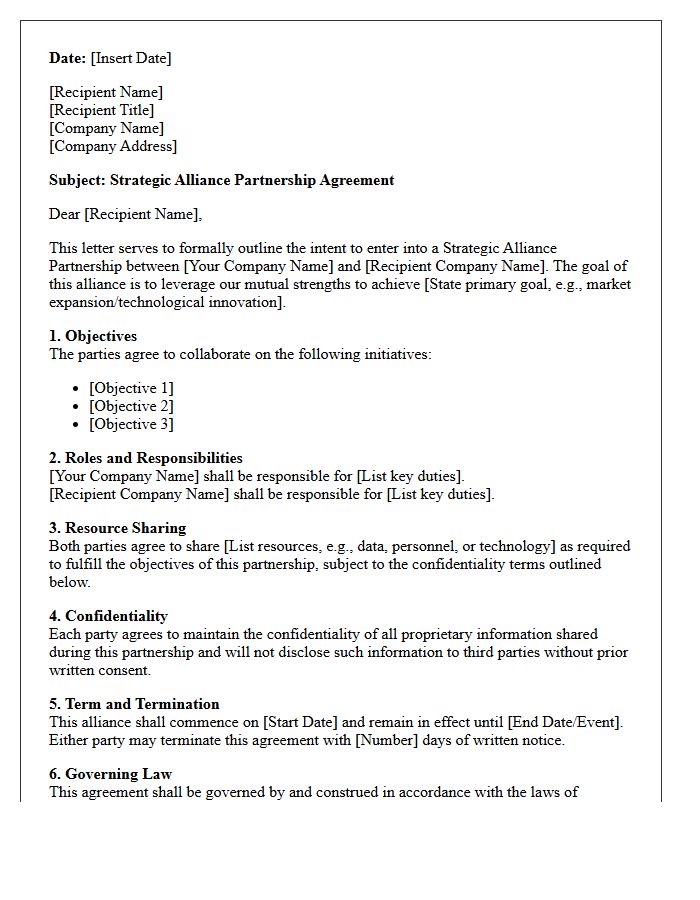 Strategic Alliance Partnership Agreement Letter