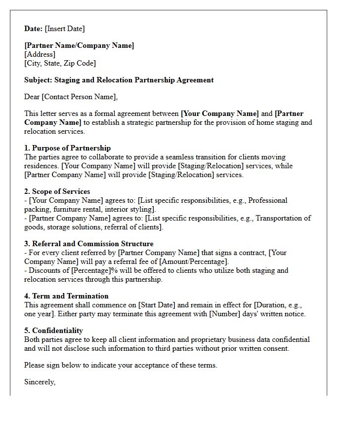 Staging And Relocation Partnership Agreement Letter