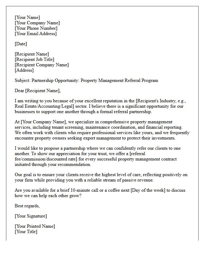 Introductory Letter for B2B Property Management Referral Partnership