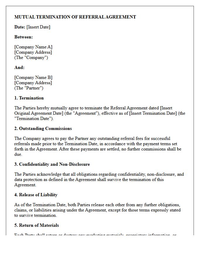 Mutual Termination Letter for B2B Referral Agreement
