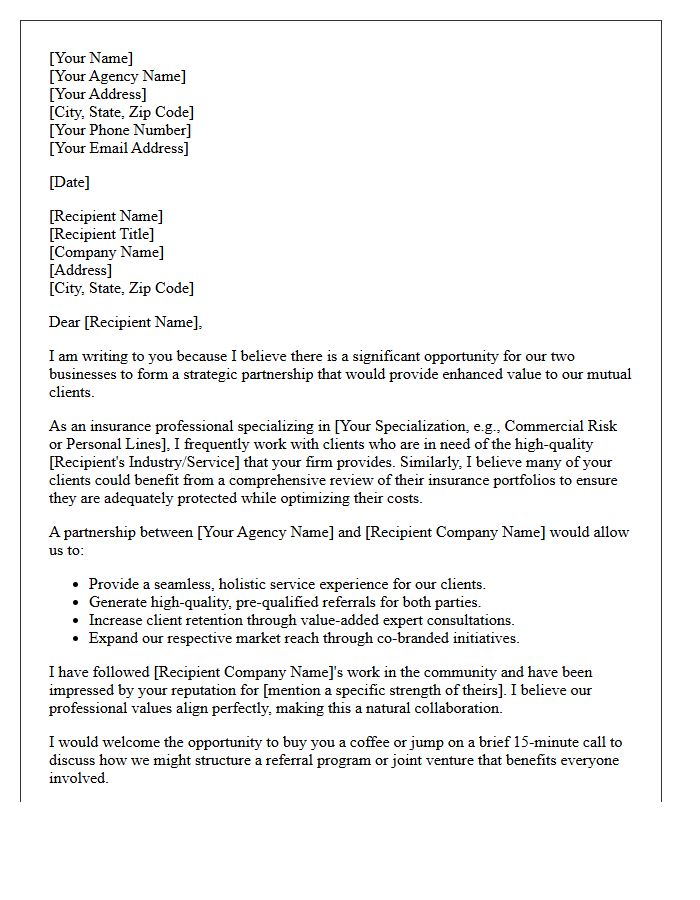 Strategic Partnership Proposal Letter For Insurance Agents